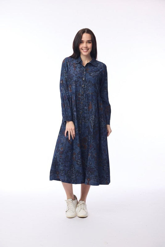 Orientique Womens Tabriz Dress Midi Collar