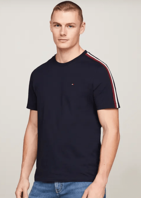 Tommy Hilfiger Mens Shadow Global Stripe Tee - Desert Sky