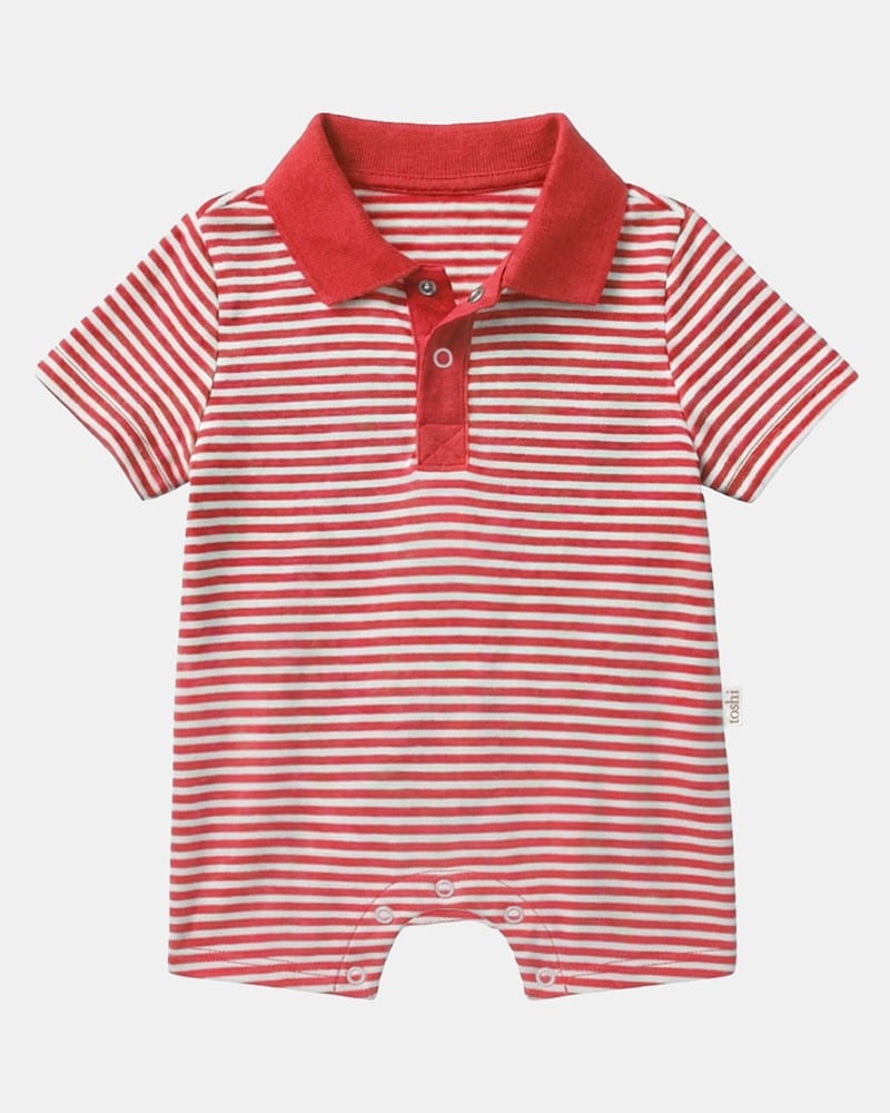 Load image into Gallery viewer, Toshi Baby Onesie Short Sleeve Polo Mini - Lobster

