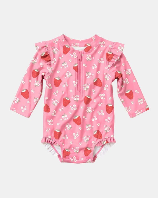 Toshi Baby Swim Onesie Long Sleeve - Twinkle Strawberry