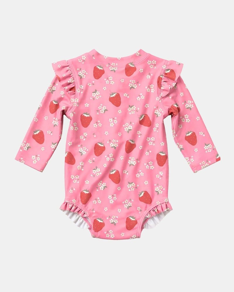 Load image into Gallery viewer, Toshi Baby Swim Onesie Long Sleeve - Twinkle Strawberry
