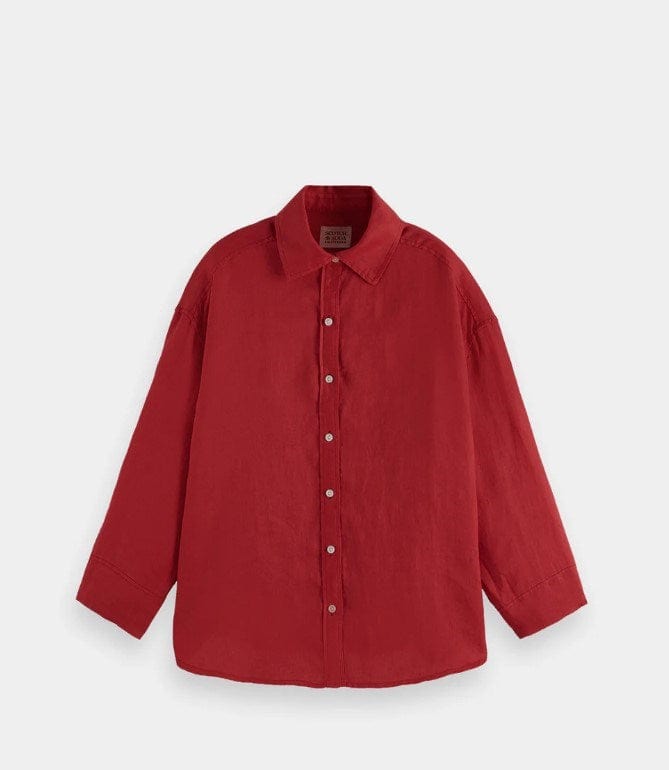Load image into Gallery viewer, Scotch &amp; Soda Womens Wide Sleeve Linen Shirt - Roadside Red
