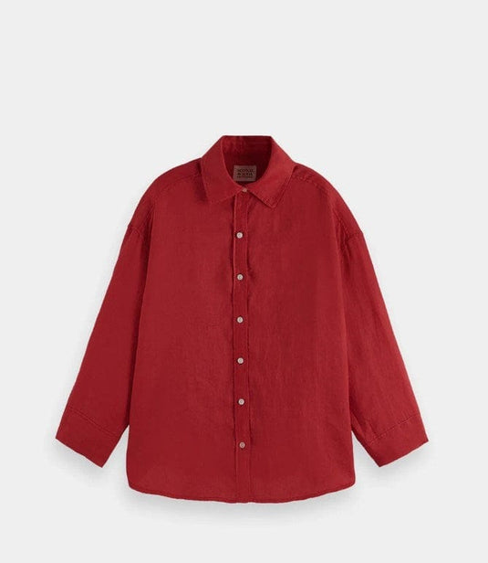 Scotch & Soda Womens Wide Sleeve Linen Shirt - Roadside Red