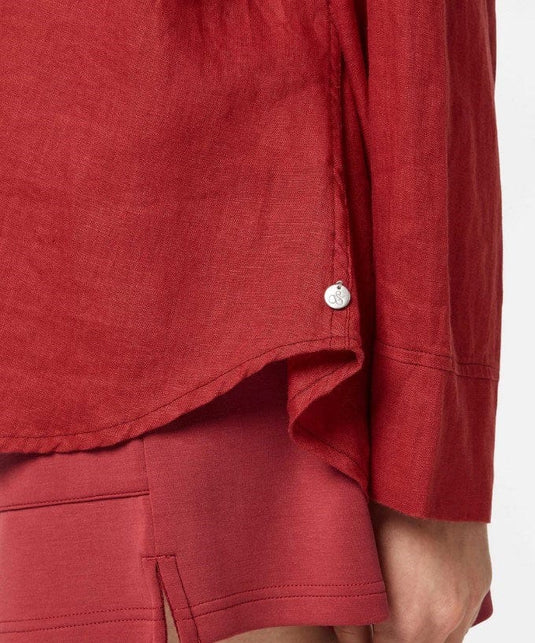 Scotch & Soda Womens Wide Sleeve Linen Shirt - Roadside Red