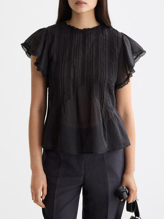 Scotch & Soda Womens Butterfly Sleeve Top | Meteorite