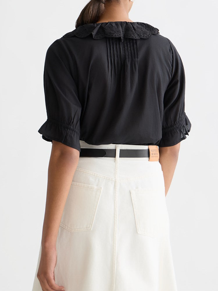 Load image into Gallery viewer, Scotch &amp; Soda Womens Embroidered Short-Sleeved Blouse
