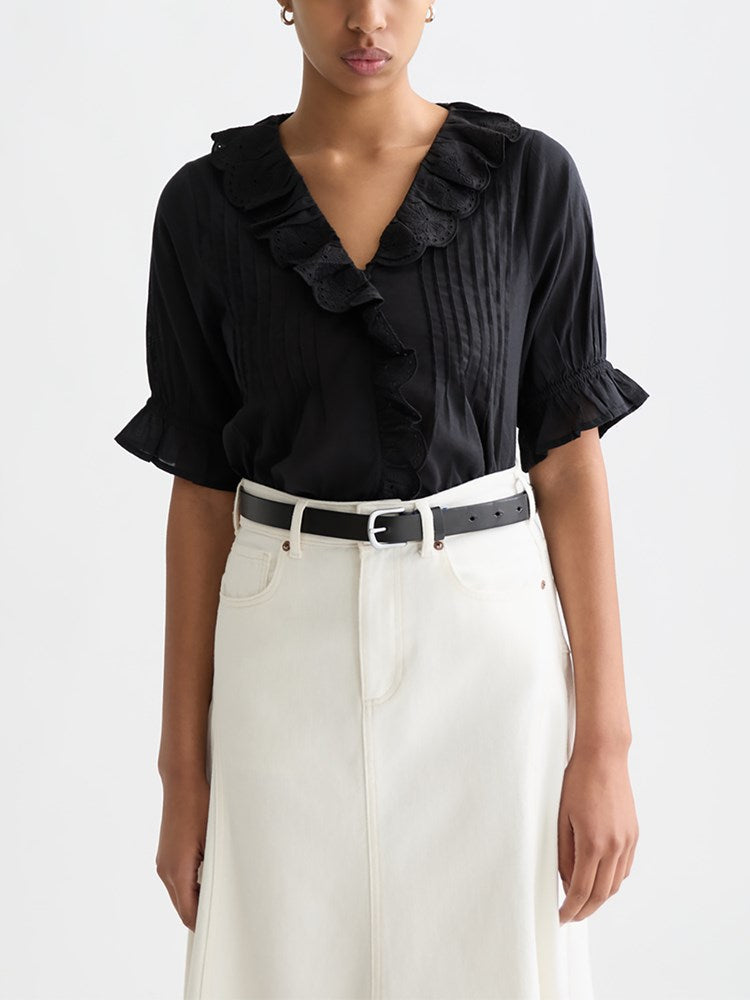 Load image into Gallery viewer, Scotch &amp; Soda Womens Embroidered Short-Sleeved Blouse
