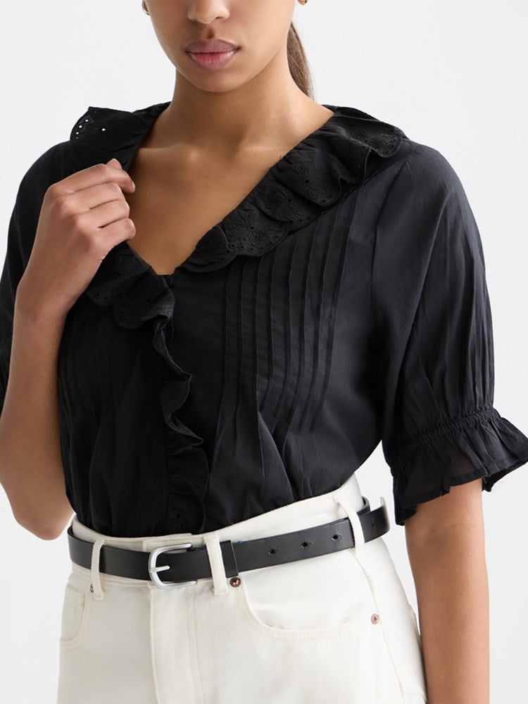 Load image into Gallery viewer, Scotch &amp; Soda Womens Embroidered Short-Sleeved Blouse
