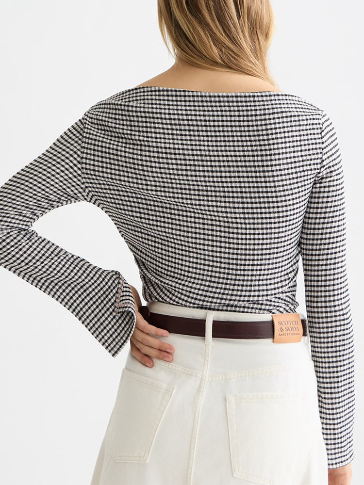 Load image into Gallery viewer, Scotch &amp; Soda Womens Gingham Long-Sleeved T-Shirt
