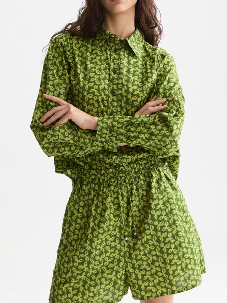 Load image into Gallery viewer, Scotch &amp; Soda Womens Printed Shirt - Mini Cactus Garden Green
