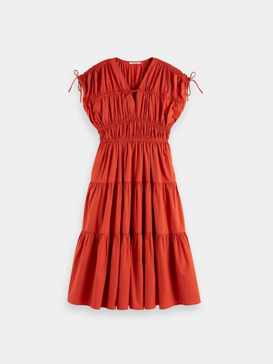 Scotch & Soda Womens Gathered Midi Dress