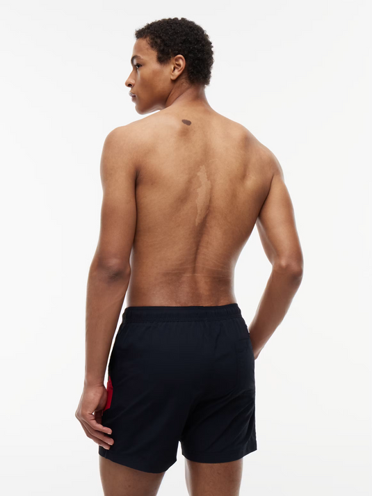 Tommy Hilfiger Mens Flag Drawstring Mid Length Slim Fit Swim Shorts