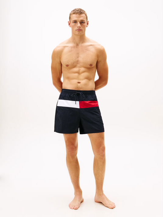 Tommy Hilfiger Mens Hilfiger Flag Mid Length Swim Shorts