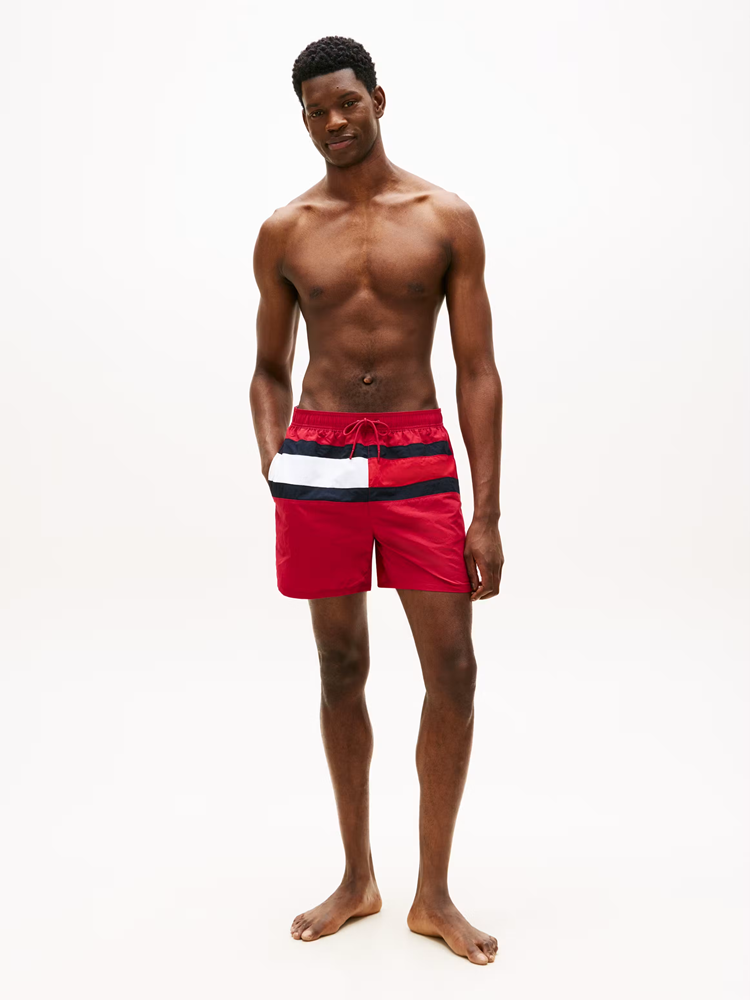 Load image into Gallery viewer, Tommy Hilfiger Mens Hilfiger Flag Mid Length Swim Shorts
