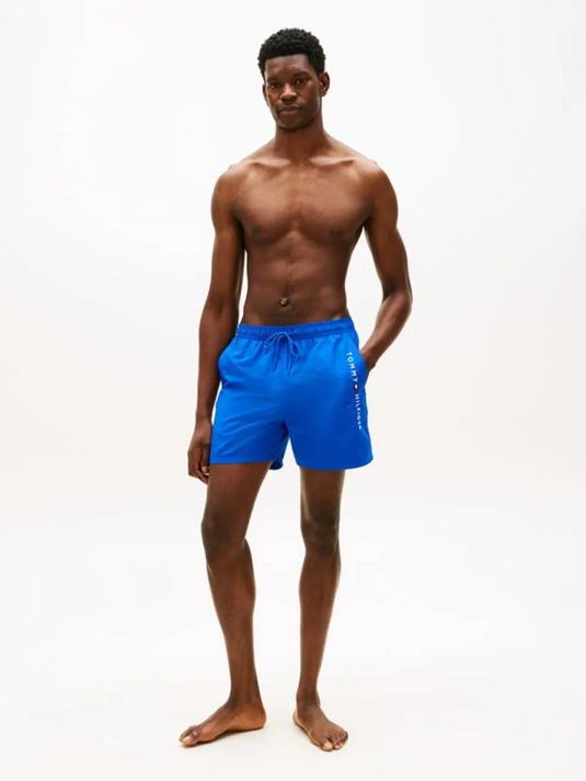 Tommy Hilfiger Mens Original Logo Mid Length Swim Shorts - Regal Blue
