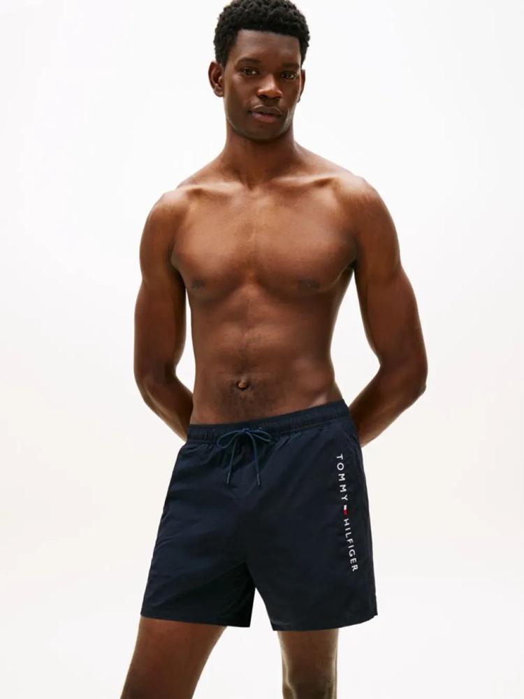 Load image into Gallery viewer, Tommy Hilfiger Mens Original Logo Mid Length Swim Shorts - Desert Sky
