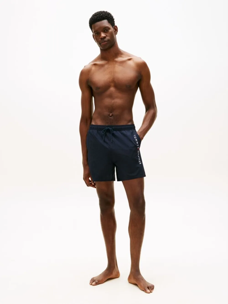 Load image into Gallery viewer, Tommy Hilfiger Mens Original Logo Mid Length Swim Shorts - Desert Sky

