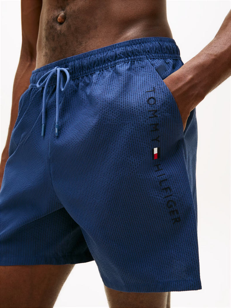 Load image into Gallery viewer, Tommy Hilfiger Mens Original Ithaca Stripe Mid Length Swim Shorts
