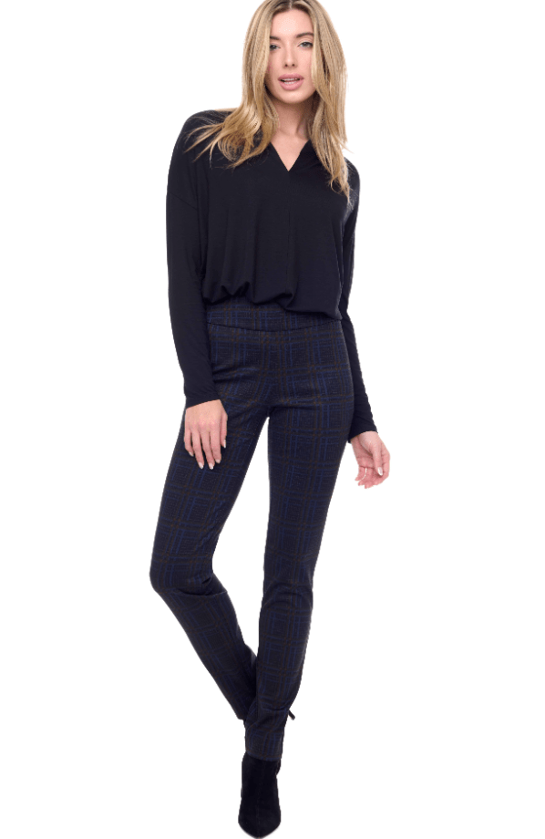 Load image into Gallery viewer, Up Pants Womens Norfolk Plaid Ponte Full-Length Slim Pant
