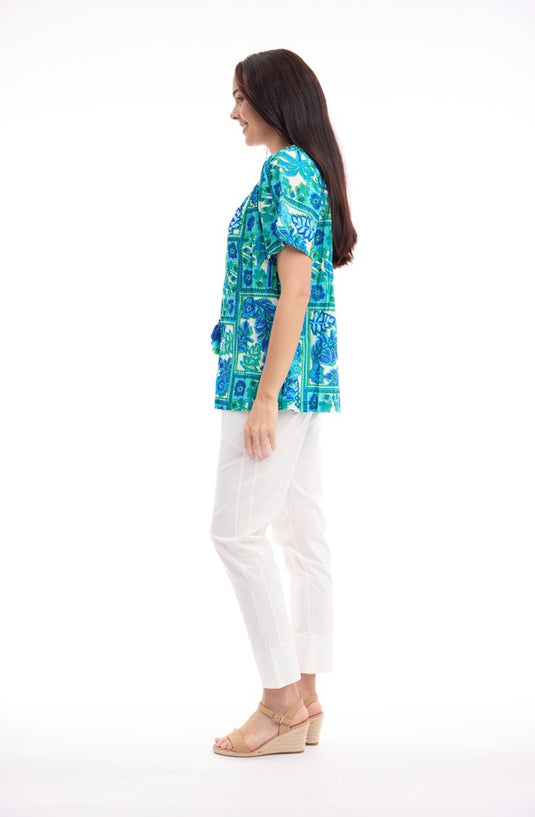 Orientique Womens Vieux Port Top Frill Neckline