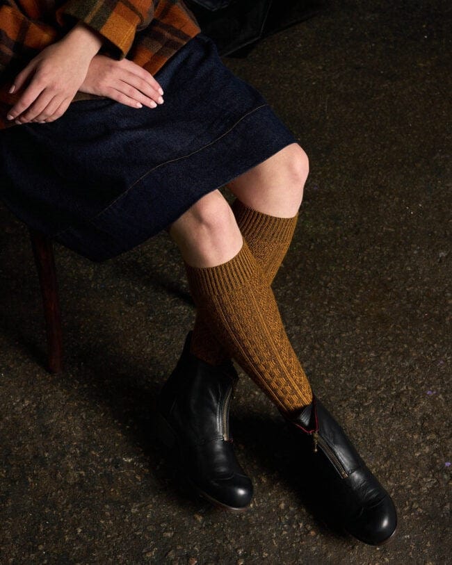 Load image into Gallery viewer, Tightology Womens Vintage Mustard Merino Wool Socks
