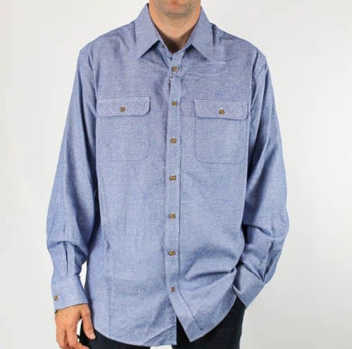 Vonnella Mens Double Pocket Long Sleeve Shirt - Blue