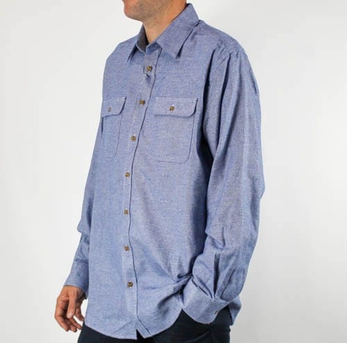 Vonnella Mens Double Pocket Long Sleeve Shirt - Blue
