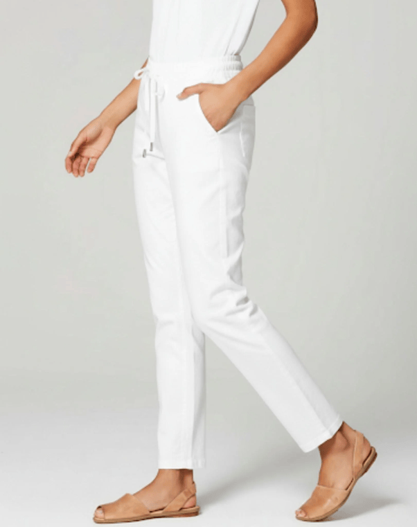 Load image into Gallery viewer, Corfu Womens Micro Knit Denim White Pant
