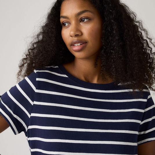 Levis Womens Julie Slub Short Sleeve Tee - Saint Stripe Peacoat Egret