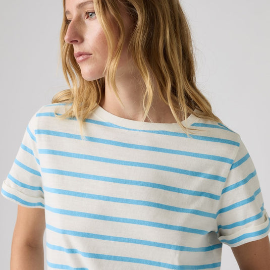 Levis Womens Julie Slub Short Sleeve Tee - Saint Stripe Alaskan Blue