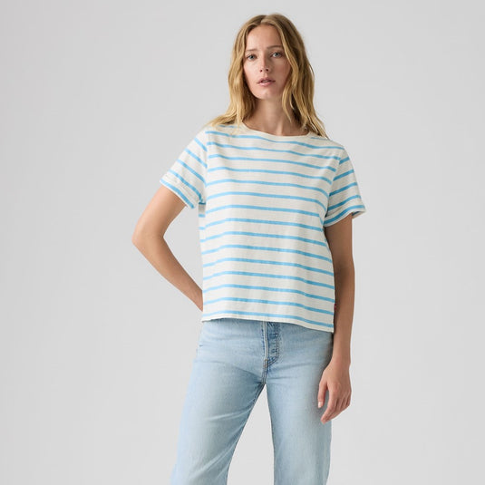 Levis Womens Julie Slub Short Sleeve Tee - Saint Stripe Alaskan Blue