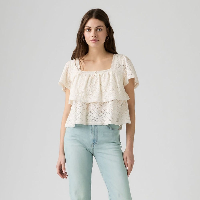 Load image into Gallery viewer, Levis Womens Dom Short-Sleeve Lace Blouse
