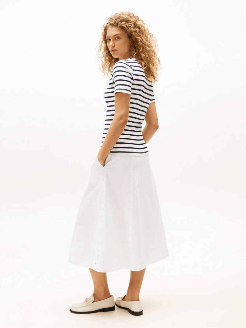 Load image into Gallery viewer, Tommy Hilfiger Womens Cody Slim Crew Neck T-Shirt - Breton/Ecu/Dark Night Navy
