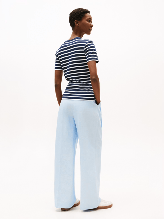 Tommy Hilfiger Womens Cody Slim Crew Neck T-Shirt - Dark Night Navy/Ecru Stripe