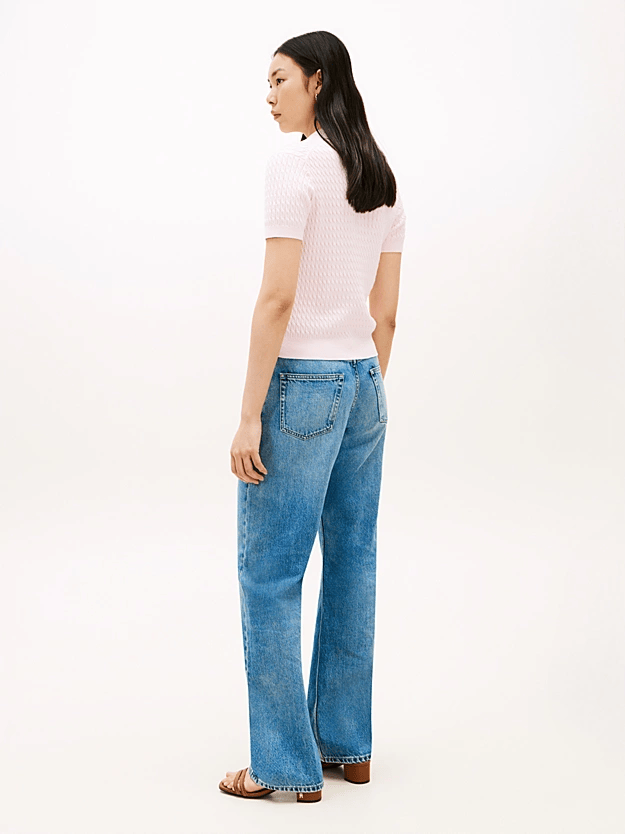 Load image into Gallery viewer, Tommy Hilfiger Womens Cable Knit Short Sleeve Polo Jumper
