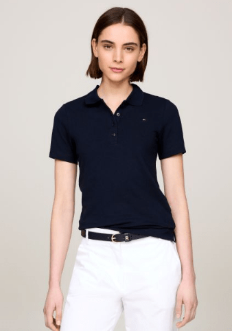 Load image into Gallery viewer, Tommy Hilfiger Womens Slim Pique Polo Short Sleeve Desert Sky
