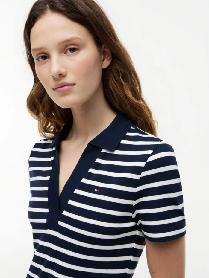 Load image into Gallery viewer, Tommy Hilfiger Womens Slim Open V-Neck Polo Dress
