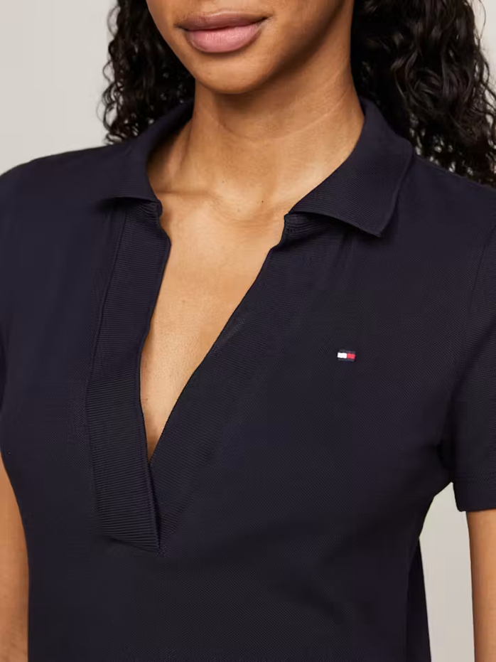 Load image into Gallery viewer, Tommy Hilfiger Womens Slim Open V-Neck Polo Dress
