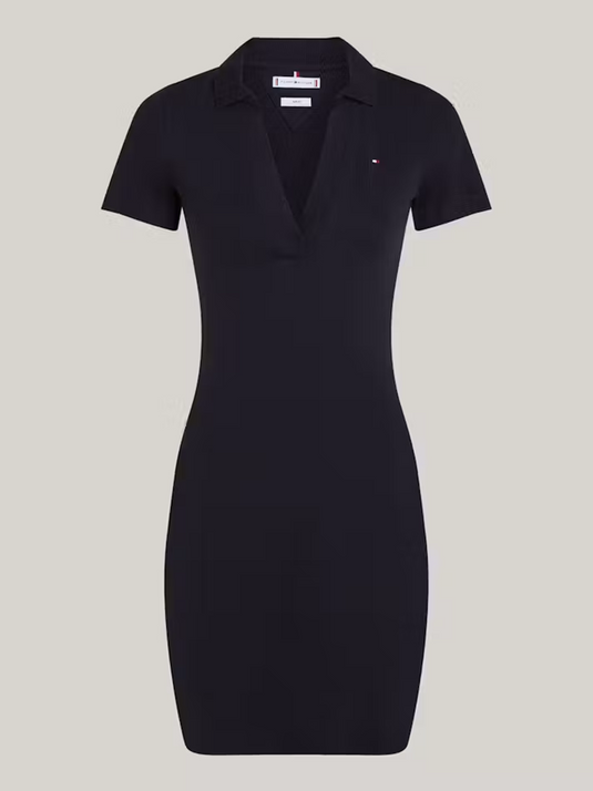 Tommy Hilfiger Womens Slim Open V-Neck Polo Dress