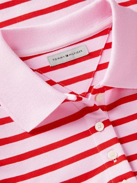 Tommy Hilfiger Womens 1985 Regular Fit Pique Polo Shirt - Pink/Red