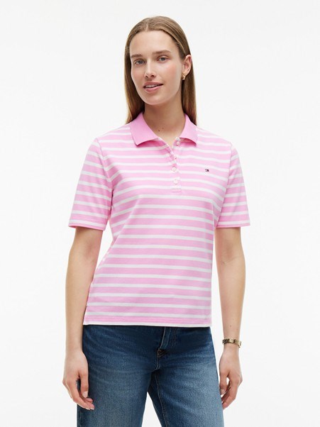 Load image into Gallery viewer, Tommy Hilfiger Womens 1985 Regular Fit Pique Polo Shirt - Pink/Red
