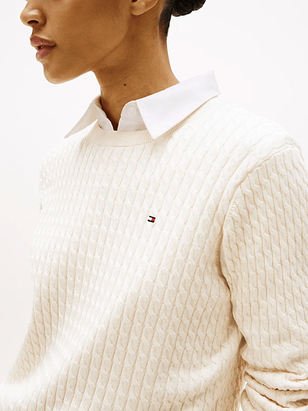 Load image into Gallery viewer, Tommy Hilfiger Womens Cable Knit Crew Neck Jumper
