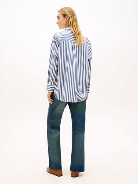 Load image into Gallery viewer, Tommy Hilfiger Womens Classic Oversized Fit Poplin Shirt - Wide Banker Stripe
