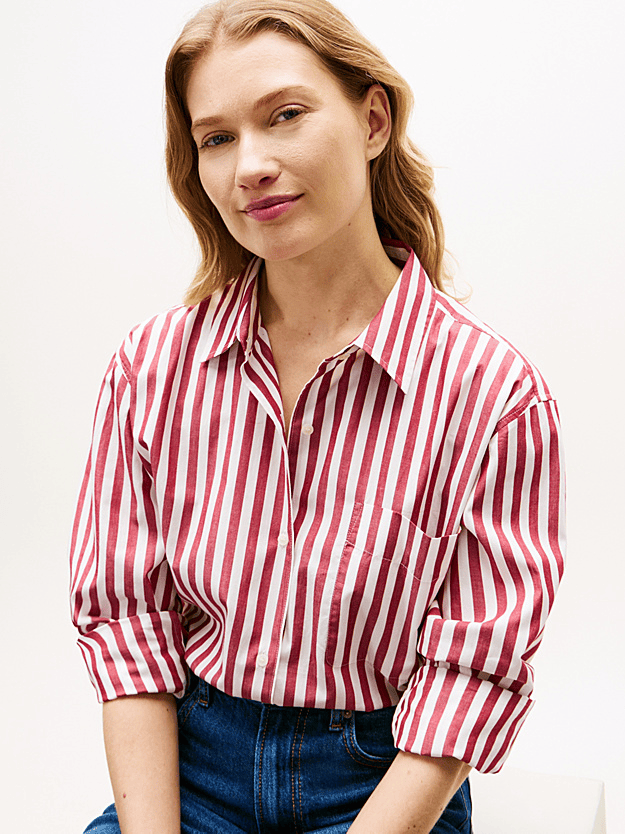 Load image into Gallery viewer, Tommy Hilfiger Womens Classic Oversized Fit Poplin Shirt - Wide Banker Stripe
