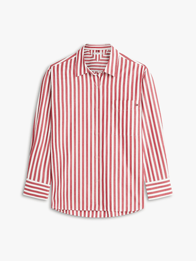 Load image into Gallery viewer, Tommy Hilfiger Womens Classic Oversized Fit Poplin Shirt - Wide Banker Stripe
