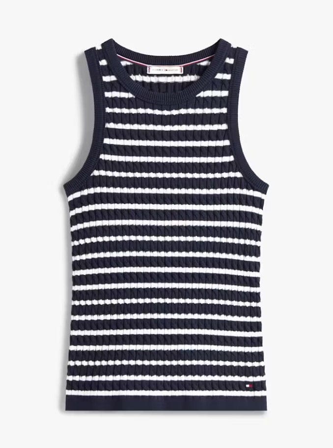 Load image into Gallery viewer, Tommy Hilfiger Womens Cable Knit Sleeveless Slim Jumper
