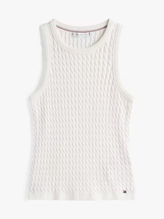 Tommy Hilfiger Womens Cable Knit Sleeveless Slim Jumper