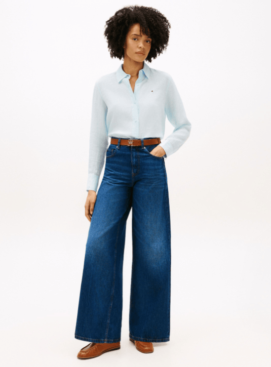 Tommy Hilfiger Womens 70s High Rise Wide Leg Denim Jeans