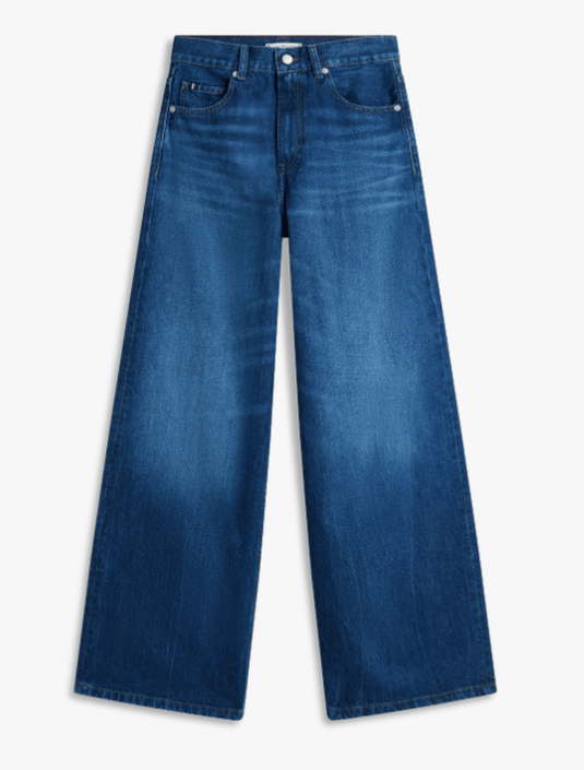 Tommy Hilfiger Womens 70s High Rise Wide Leg Denim Jeans