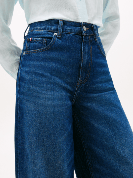 Tommy Hilfiger Womens 70s High Rise Wide Leg Denim Jeans